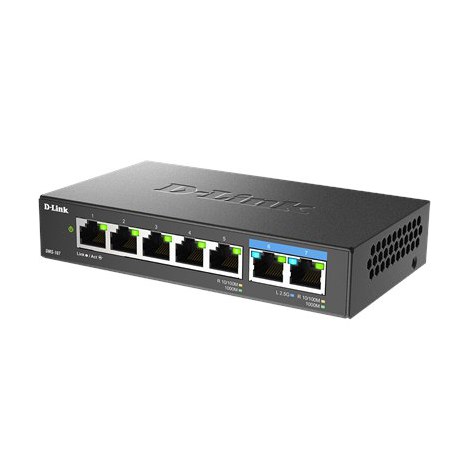 D-Link | 7-Port Multi-Gigabit Unmanaged Switch | DMS-107/E | Unmanaged | Desktop | 1 Gbps (RJ-45) ports quantity | SFP ports qua - 2